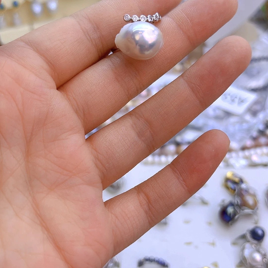 银S925镶嵌淡水珍珠项链定制537