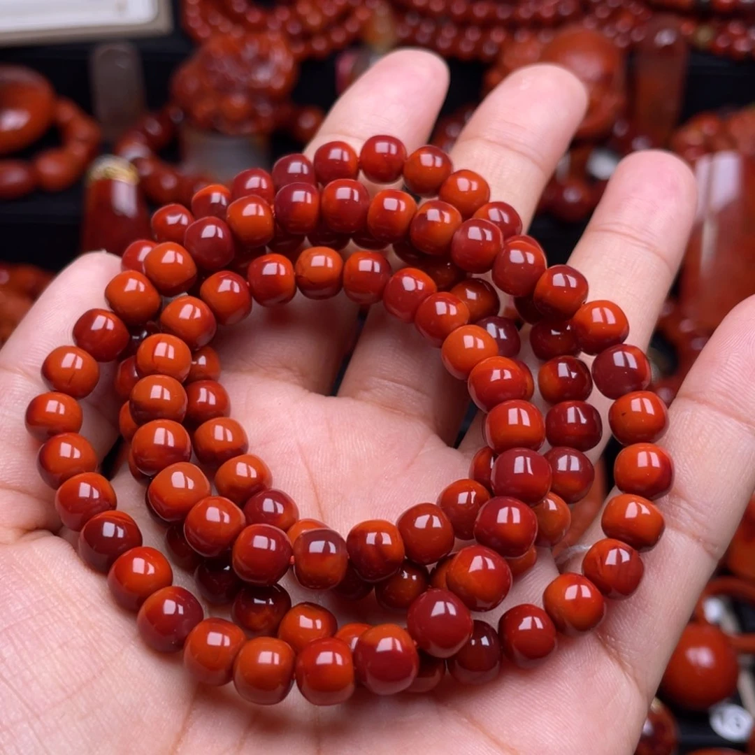 南红玛瑙珠宝奇石未镶嵌多圈7mm