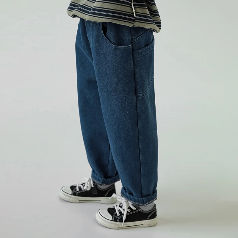 【2025清】oddtails男童裤子秋冬儿童休闲裤加绒保暖牛仔裤QG1841