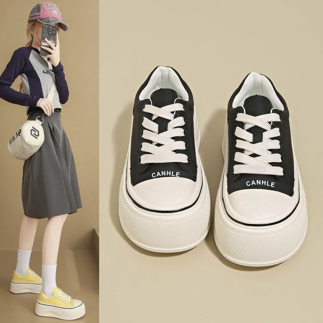 欧货小白鞋女厚底鞋2025秋季新款百搭防滑休闲运动透气面包鞋板鞋