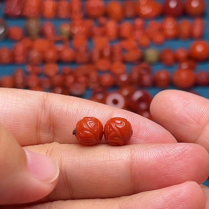 未镶嵌配饰南红玛瑙博古纹老型8.8mm