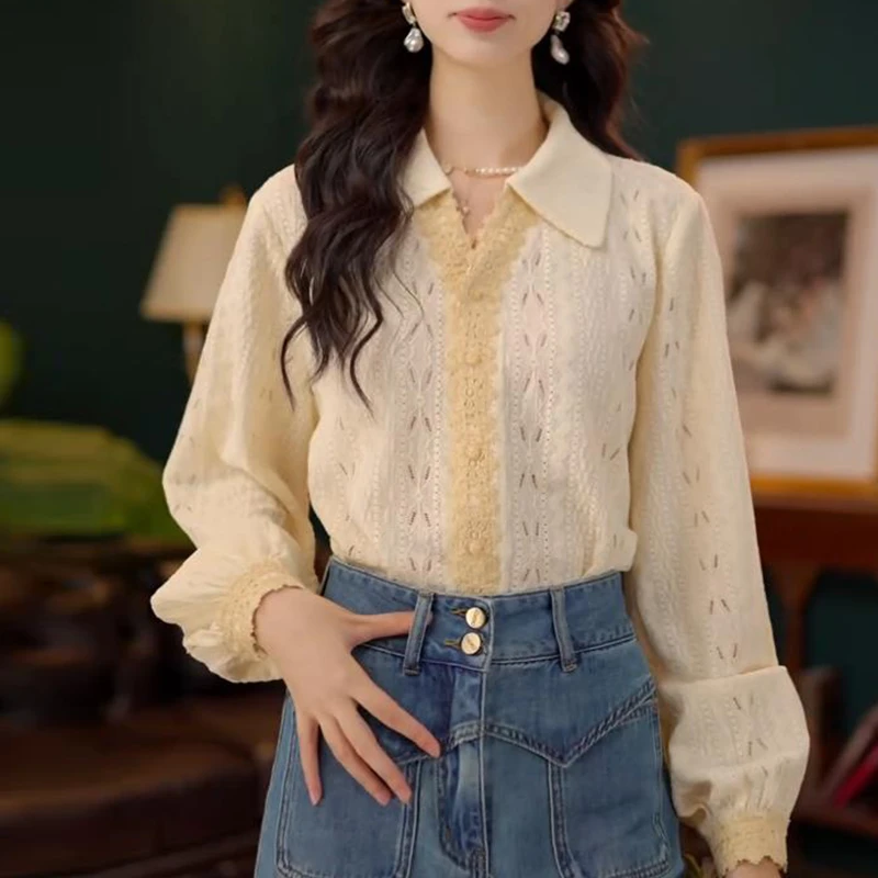 【云朵慕斯】欧若风长袖衬衫女士2025秋季新款百搭时尚宽松显瘦衬衣