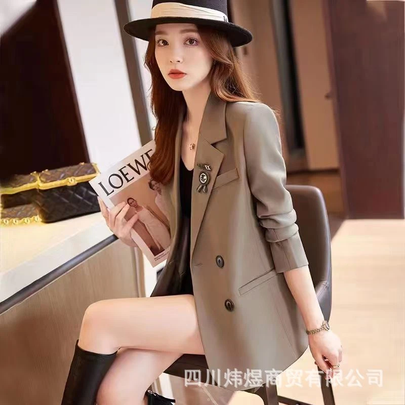 炸街棕色西装外套女春秋季2025新款今年流行休闲小个子西服气质