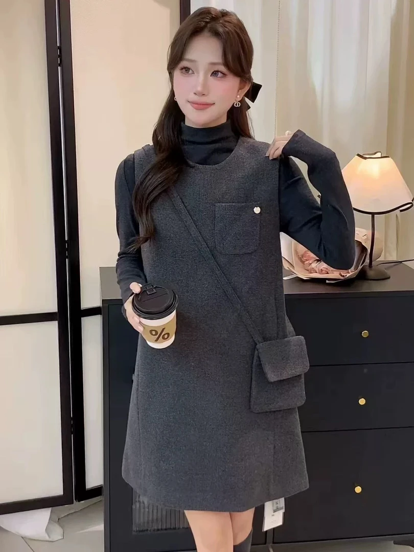 小香风背心连衣裙