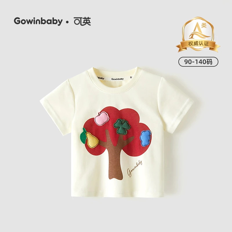 可英女童短袖T恤韩式2025夏季女孩圆领上衣女宝甜美可爱打底衫