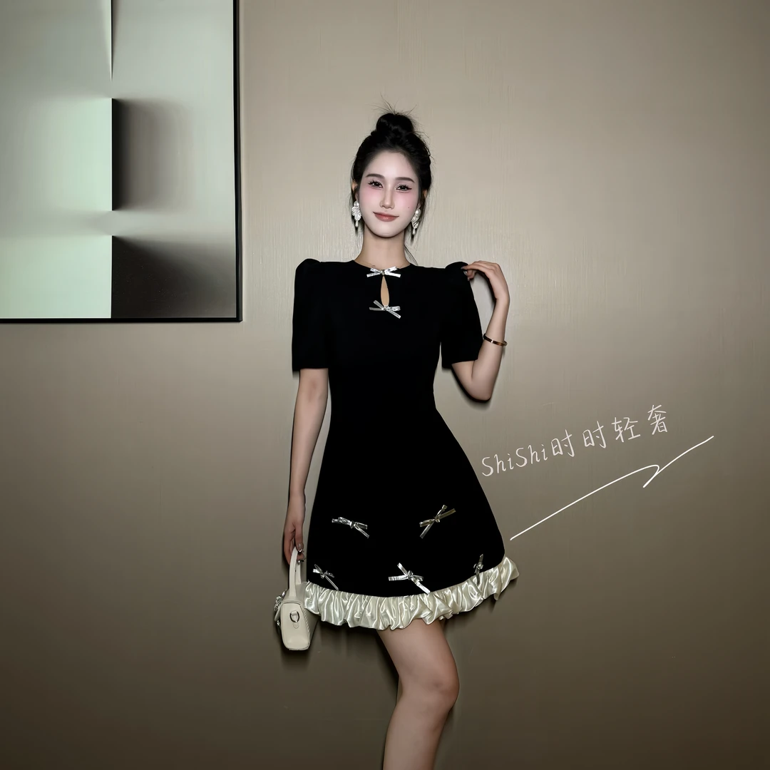 【时时原创】设计师少女减龄轻奢气质时尚名媛复古日常连衣裙65397