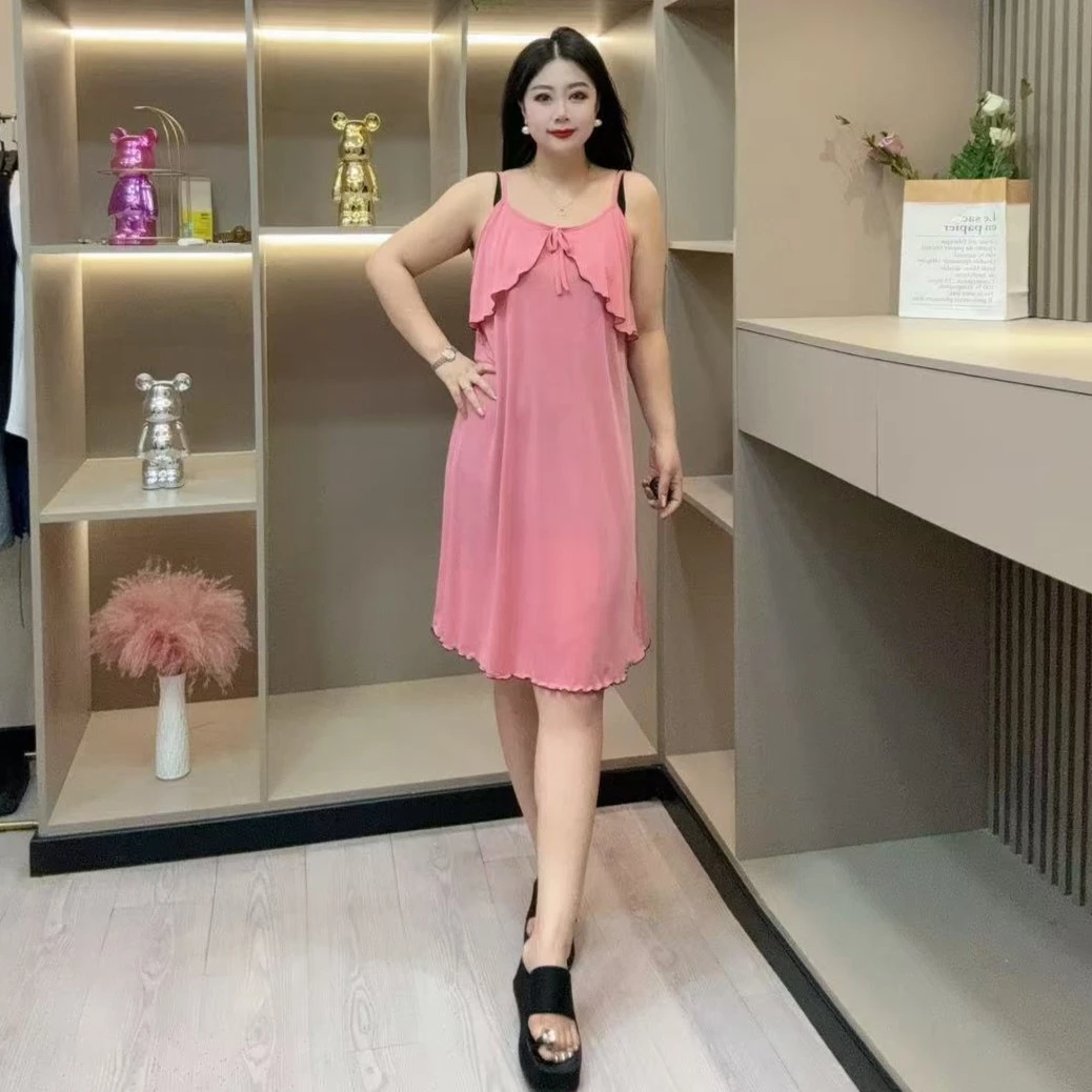 女士家居吊带睡裙-千 68262 舒适透气清爽夏日款胖MM大码女装新款