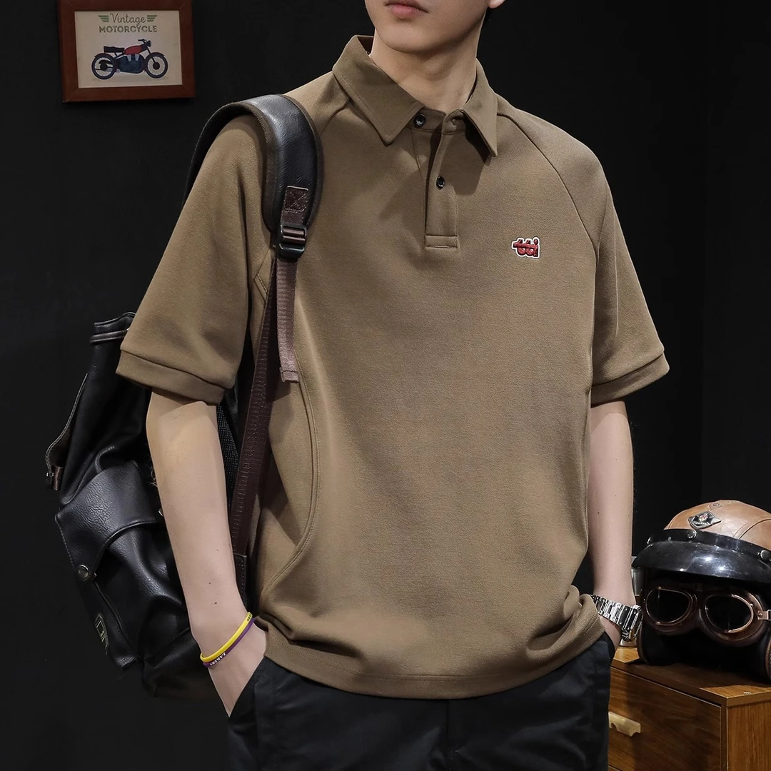 U&PURA美式复古polo衫男款新款短袖t恤男士夏季潮牌男装重磅T恤