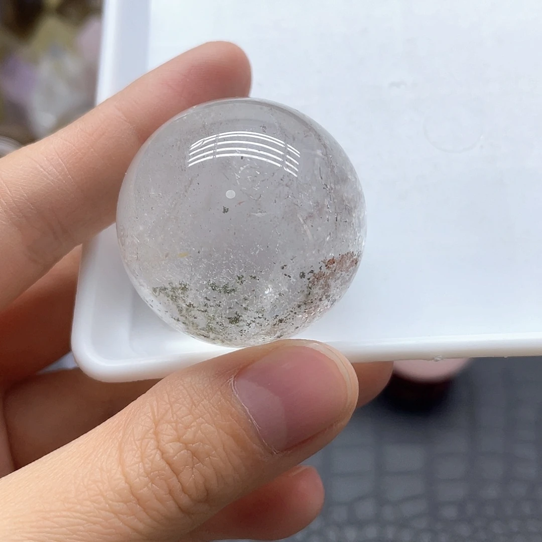 珠宝半成品水晶未镶嵌7白水晶球带幽灵卡3.5mm无裂