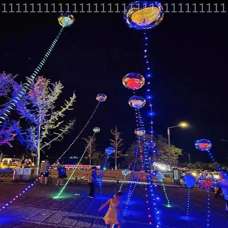 充气球地摊娃娃网红气球空芭比夜光波波球灯线飞天彩灯