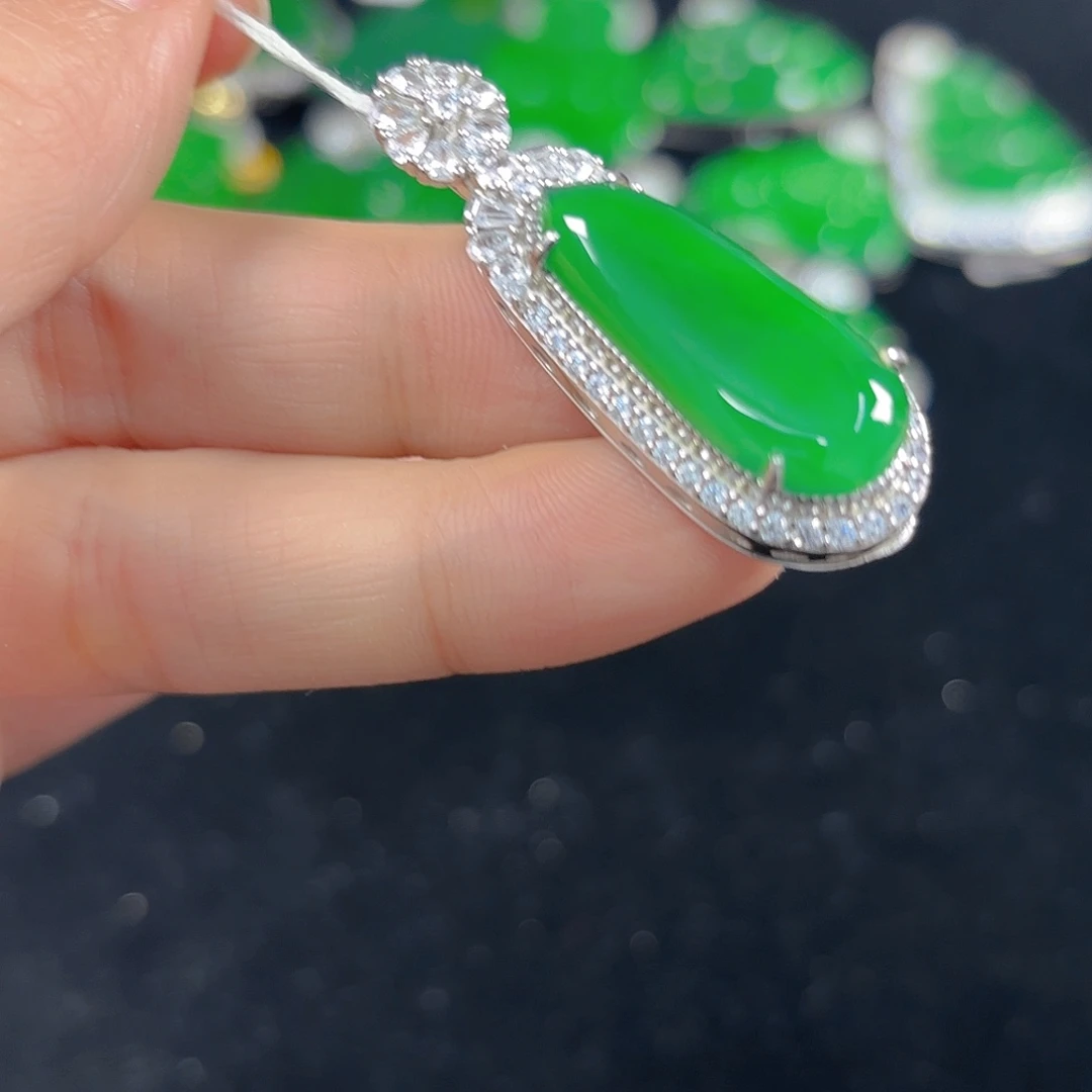 翡翠银S925镶嵌吊坠(不含链)