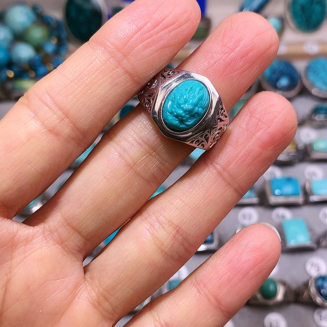 绿松石挂件银S925镶嵌