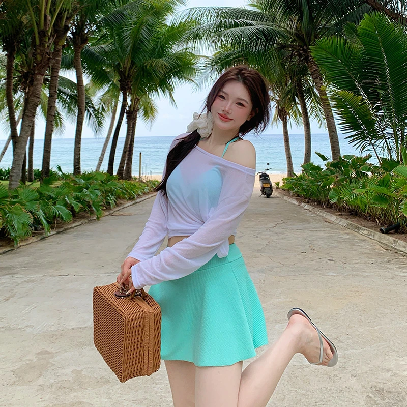 大码比基尼泳衣女罩衫钢圈聚拢遮肚显瘦适合温泉度假胖MM泳衣游泳