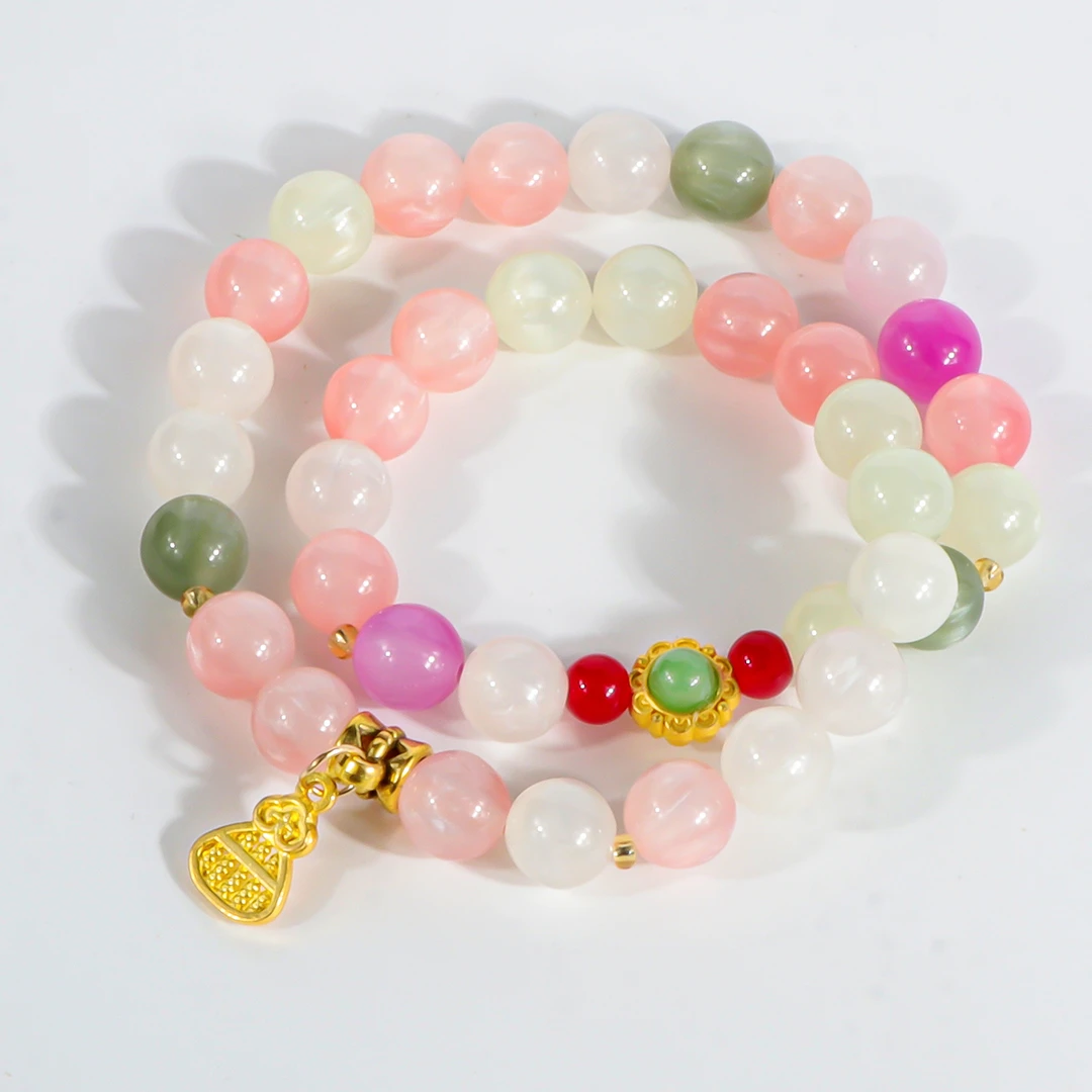 合金树脂手链 七彩海云母手串    无礼盒         HYM