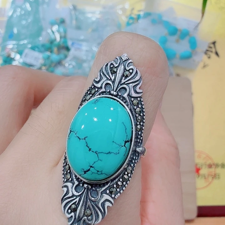 绿松石银S925镶嵌珠宝奇石