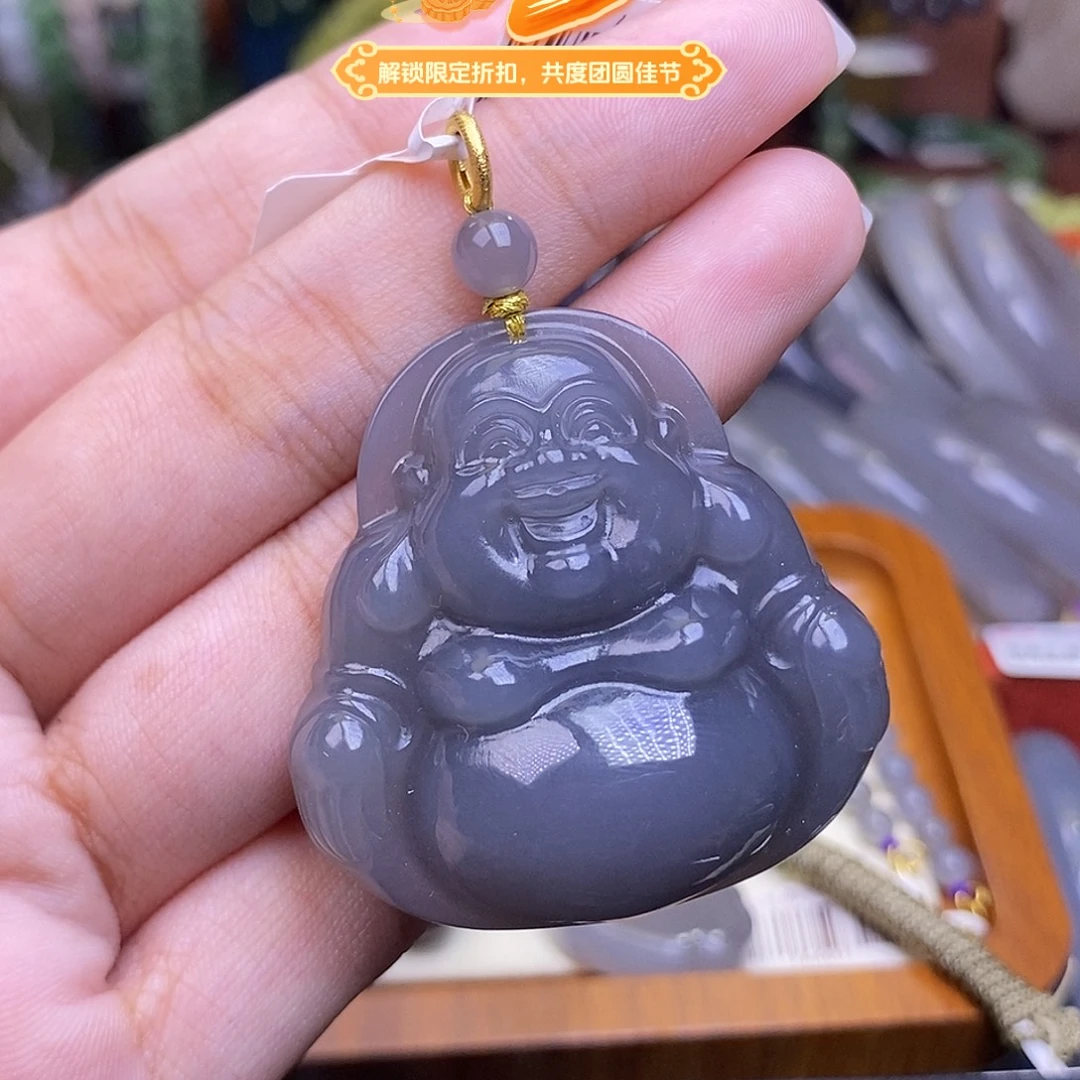 未镶嵌手链和田玉浓烟紫老矿料佛公孤品