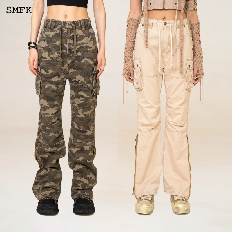 SMFK荒野人鱼工装裤P0002F沙漠直筒宽松迷彩休闲百搭长裤