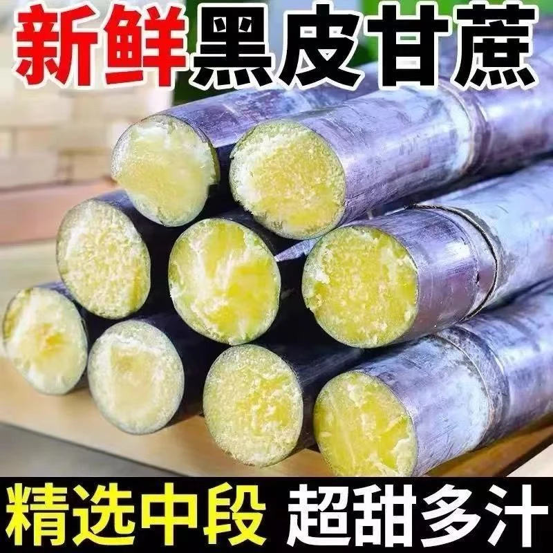 广西黑皮甘蔗5斤9斤应季水果新鲜包邮现砍现发水果甘蔗鲜甘蔗