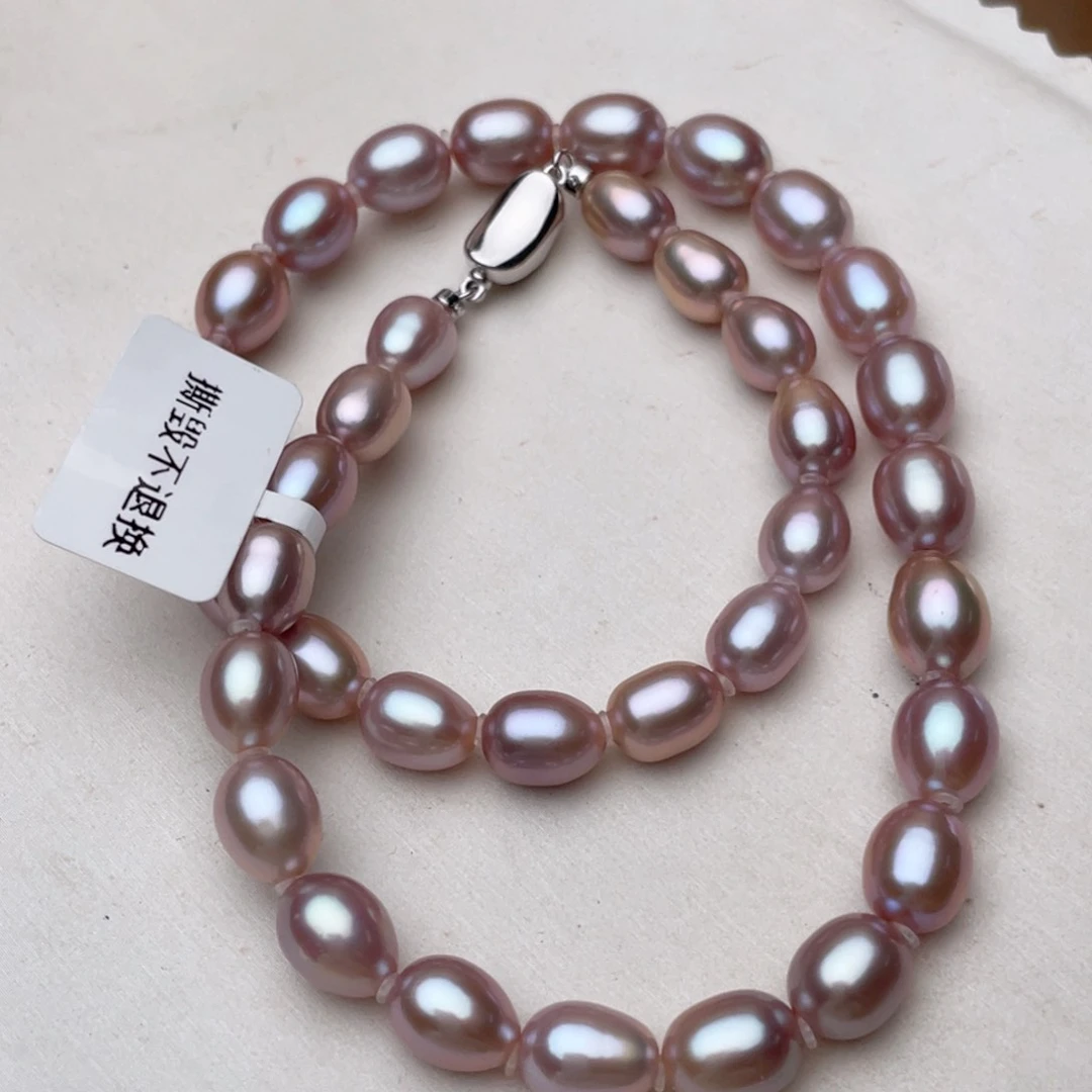 淡水珍珠银S925镶嵌颈饰8-9mm