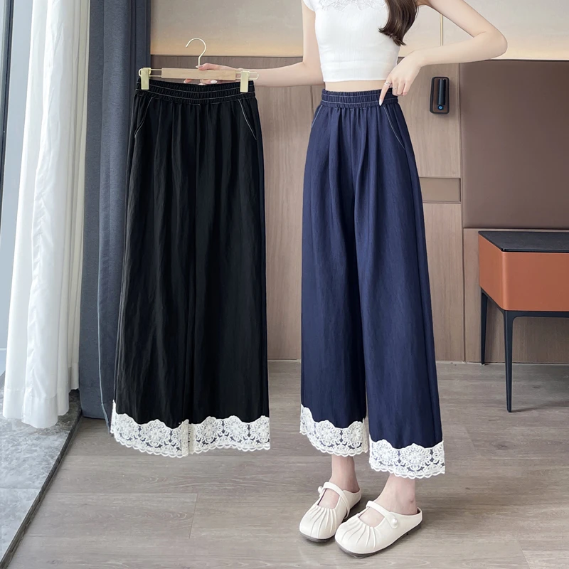 薄款牛仔裤夏季窄版阔腿裤宽松垂感直筒裤高腰休闲小个子九分裤