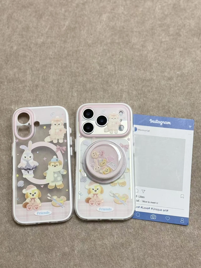 磨砂迪士尼卡通人物imd双层二合一磁吸手机壳一套