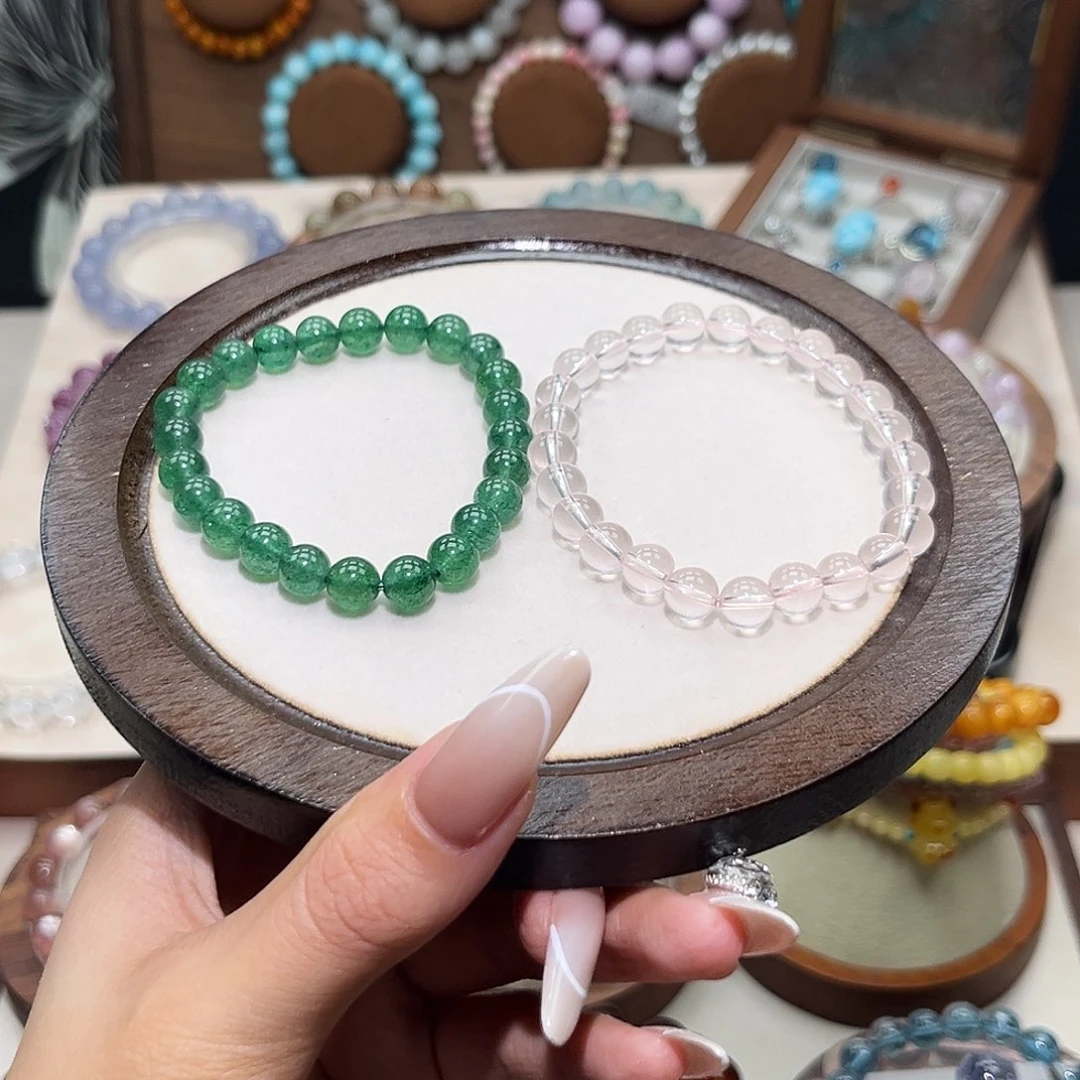 水晶手串未镶嵌?****嘉绿草莓7.6 冰橘粉7.5
