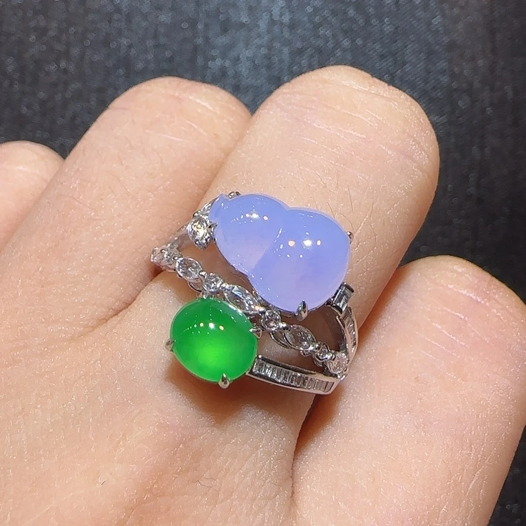 翡翠18K金镶嵌戒指设计款