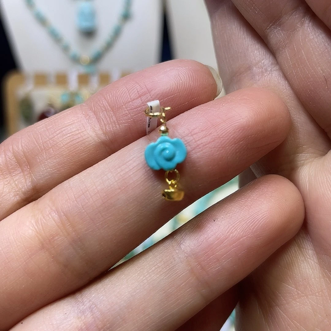 绿松石18K金镶嵌滴流