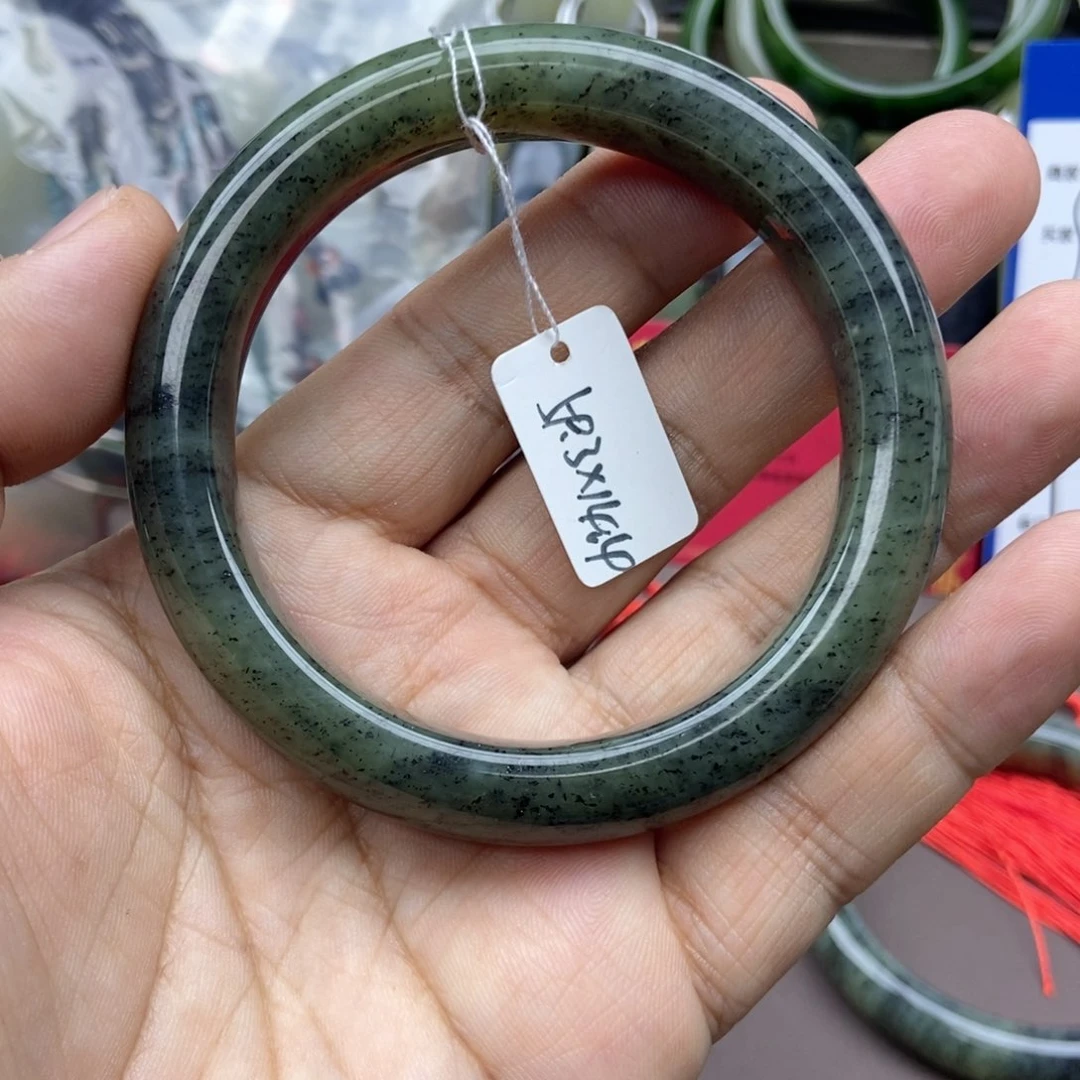 和田玉手镯未镶嵌蓝*儿59