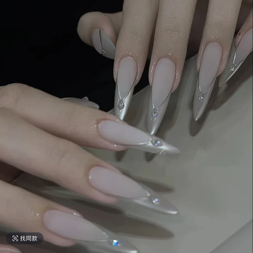 【银月审判者】磨砂法式猫眼高级感气质纯手工穿戴甲甲片