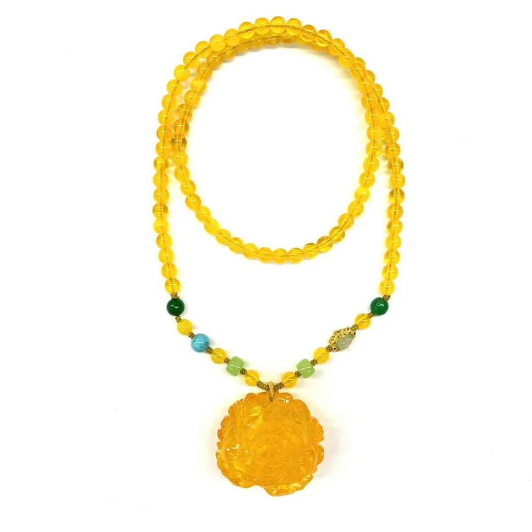 x1025-国风设计款气质款黄花吊坠-赠礼盒-多样性只发一件