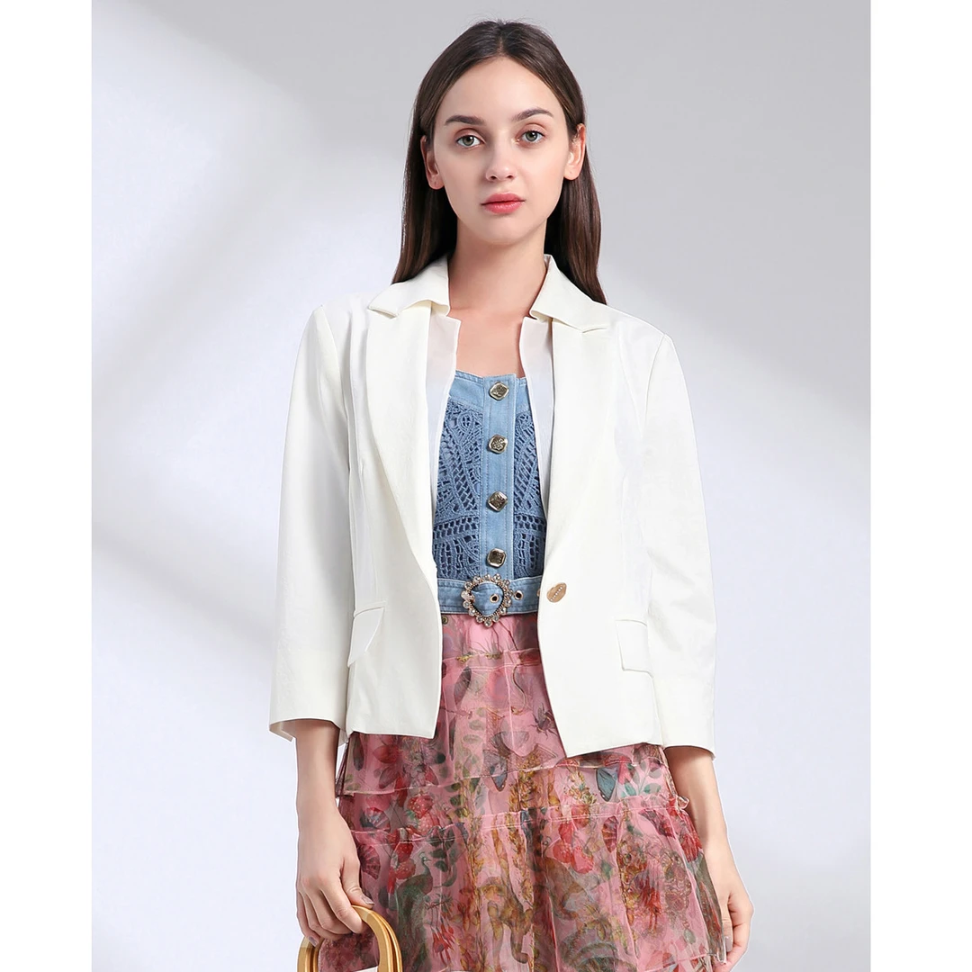 JETEZO/裘堤婼【星线好物】时尚简约短款显瘦女式外套BA1111D1