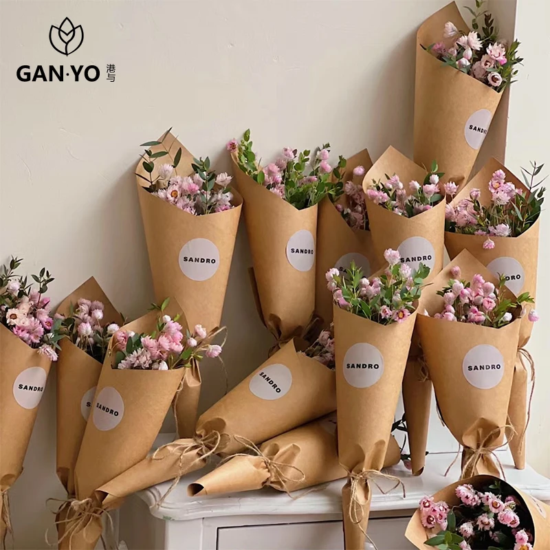 港与 复古质感牛皮纸鲜花花束包装纸花艺花店包花纸手工diy资材