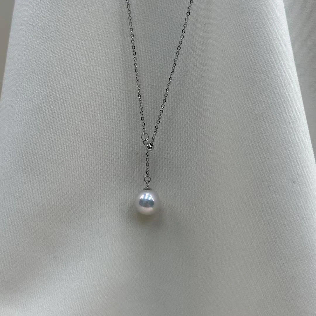 TD197【幸运之星】天然极光淡水Y字链珍珠珠吊坠9-10mm非基地发货