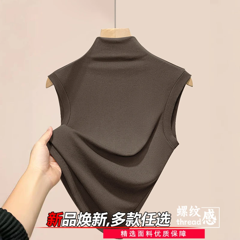半高领无袖打底背心女内搭2025早春新款高级感薄款冰丝紧身上衣女