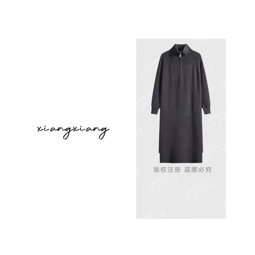 【香香严选1】针织秋冬冬季连衣裙2025新款高档褶皱运动衫长裙长款
