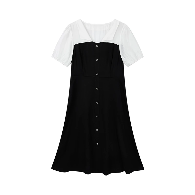 【达人专属】时尚气质拼接连衣裙N2675