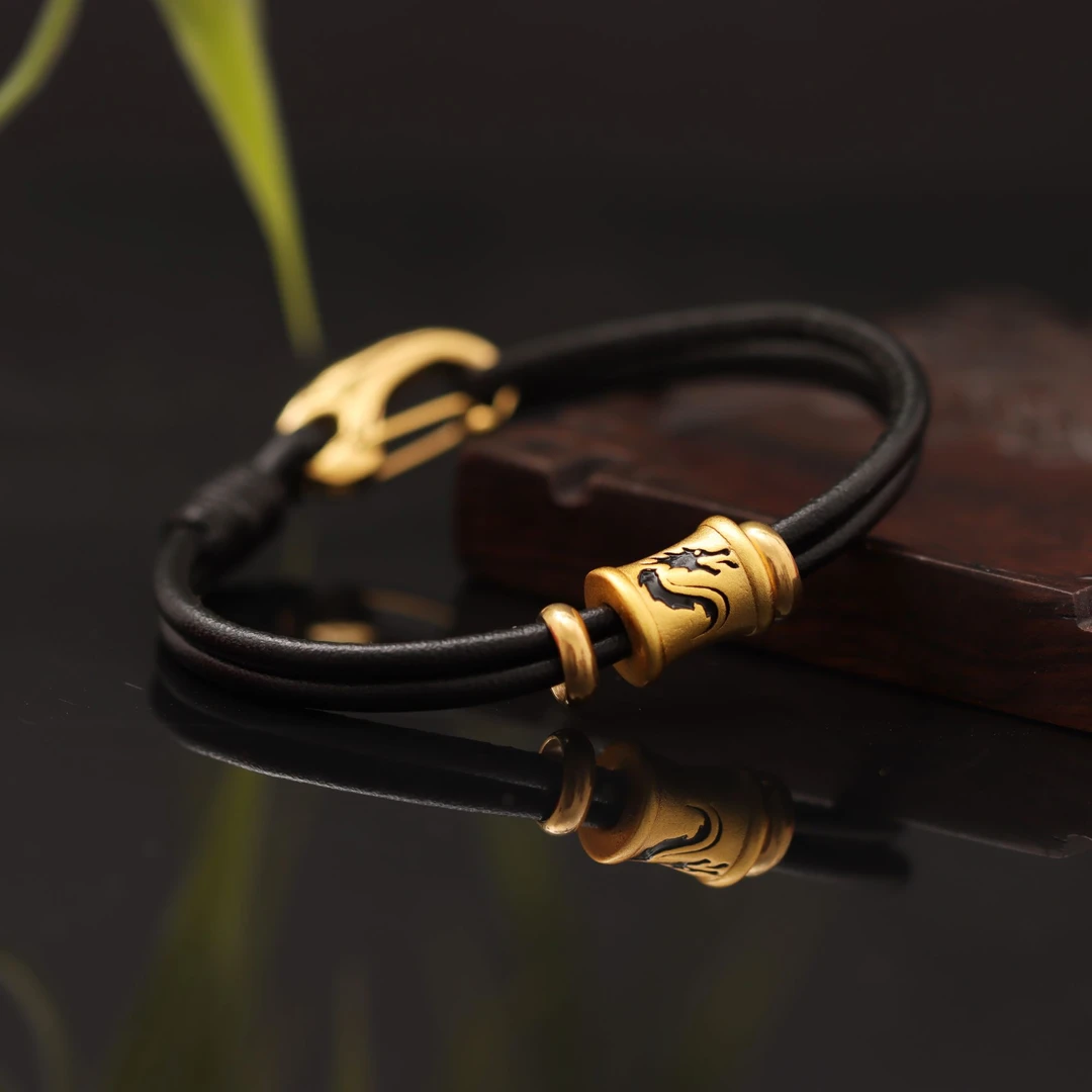 合金皮质手链 龙图腾貔貅皮绳手链龙虾扣复古男女款金榜题名好运