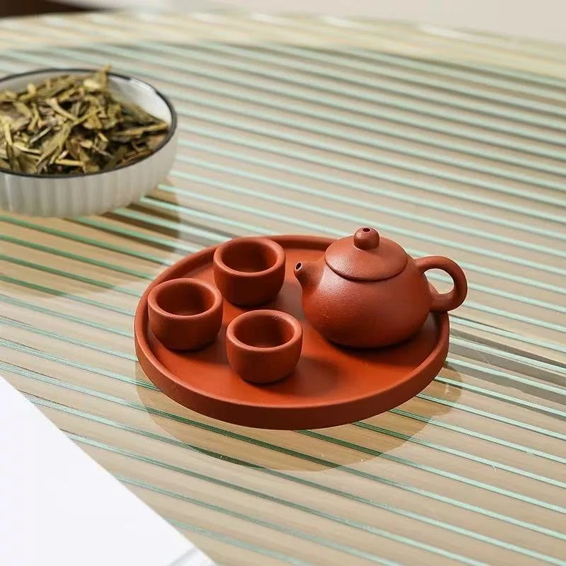 秋香茶具 紫砂西施把把壶+三小杯桌面茶具-6083