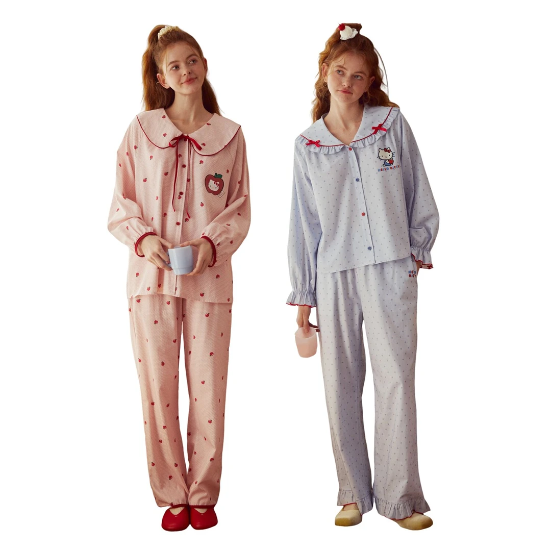 【琦儿专属】Gukoo果壳春季hellokitty联名甜美可爱长袖家居服套装