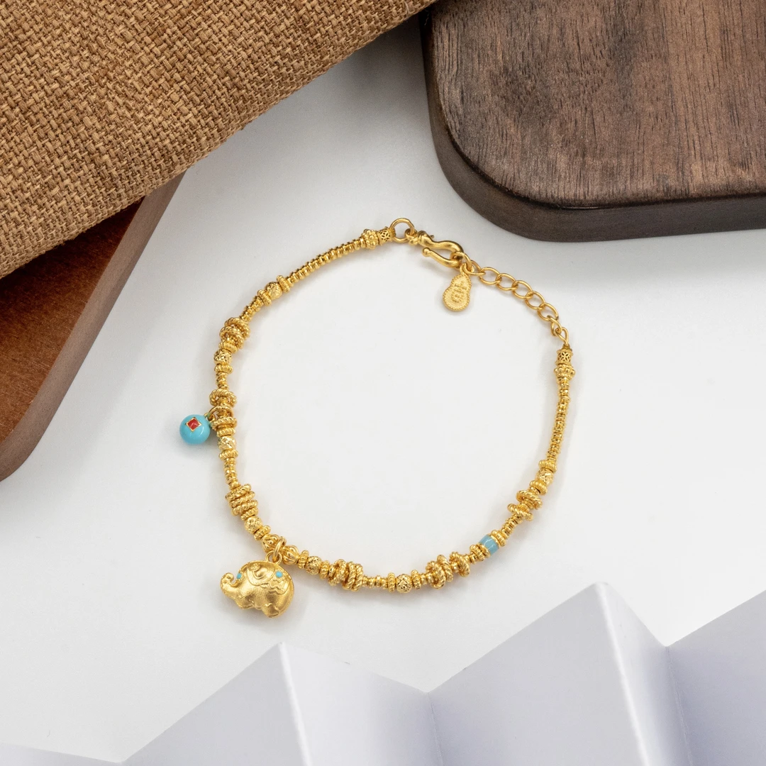 Z【蓝气球墩墩象手绳】足金999手绳5G（188/0）