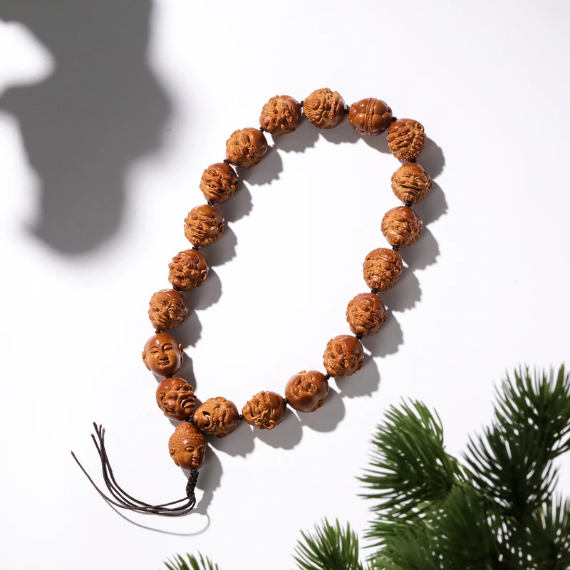 【青崖】单面十八罗汉橄榄核雕约18mm58g左右 Y250214-05