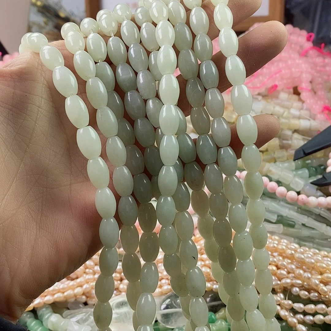 玛瑙/玉髓珠宝半成品合金一条天然8×12佘太翠胶囊桶珠A02