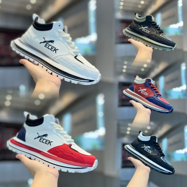 2025男秋冬新款中帮系带增高厚底舒适百搭潮流时尚男士运动休闲鞋