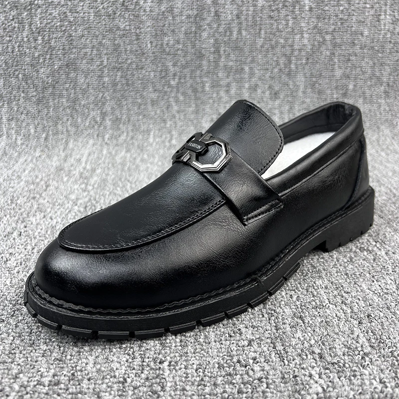 （牛皮）0229一脚蹬套脚男鞋懒人鞋时尚男士休闲乐福鞋