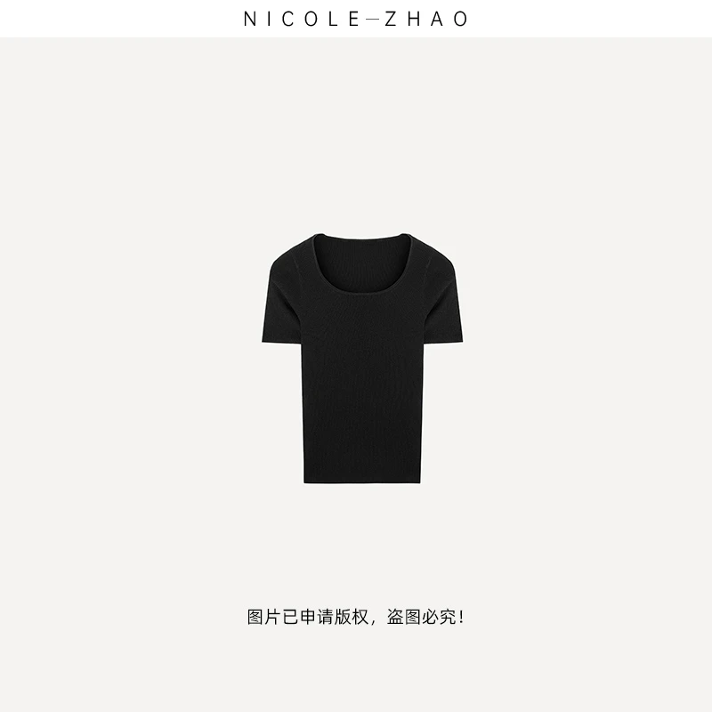 2D0022【贵姐NICOLE】高端进口纱针织短袖上衣