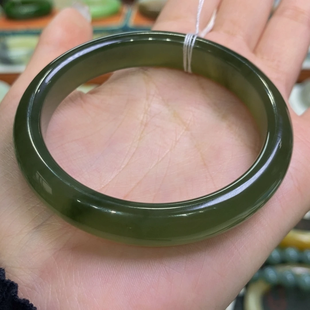 和田玉手镯未镶嵌青海冰猫55-56