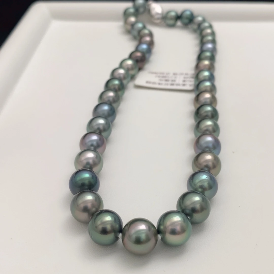 颈饰海水珍珠未镶嵌10-11mm大溪地黑珍珠项链