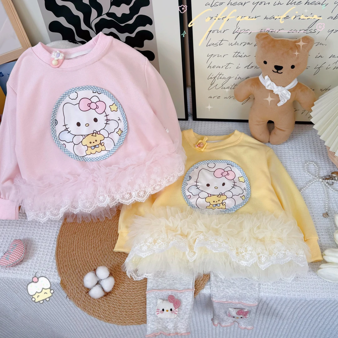 女童卫衣春秋2025新款洋气宝宝长袖公主上衣秋装网纱套头秋装新