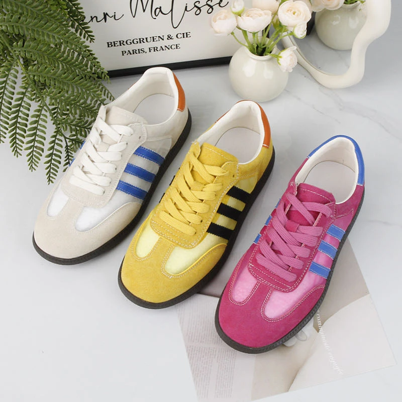 2025年夏季新款平底德训女鞋网面镂空百搭时尚休闲板鞋6068